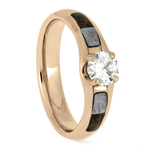 Meteorite and Dino Bone Engagement Ring