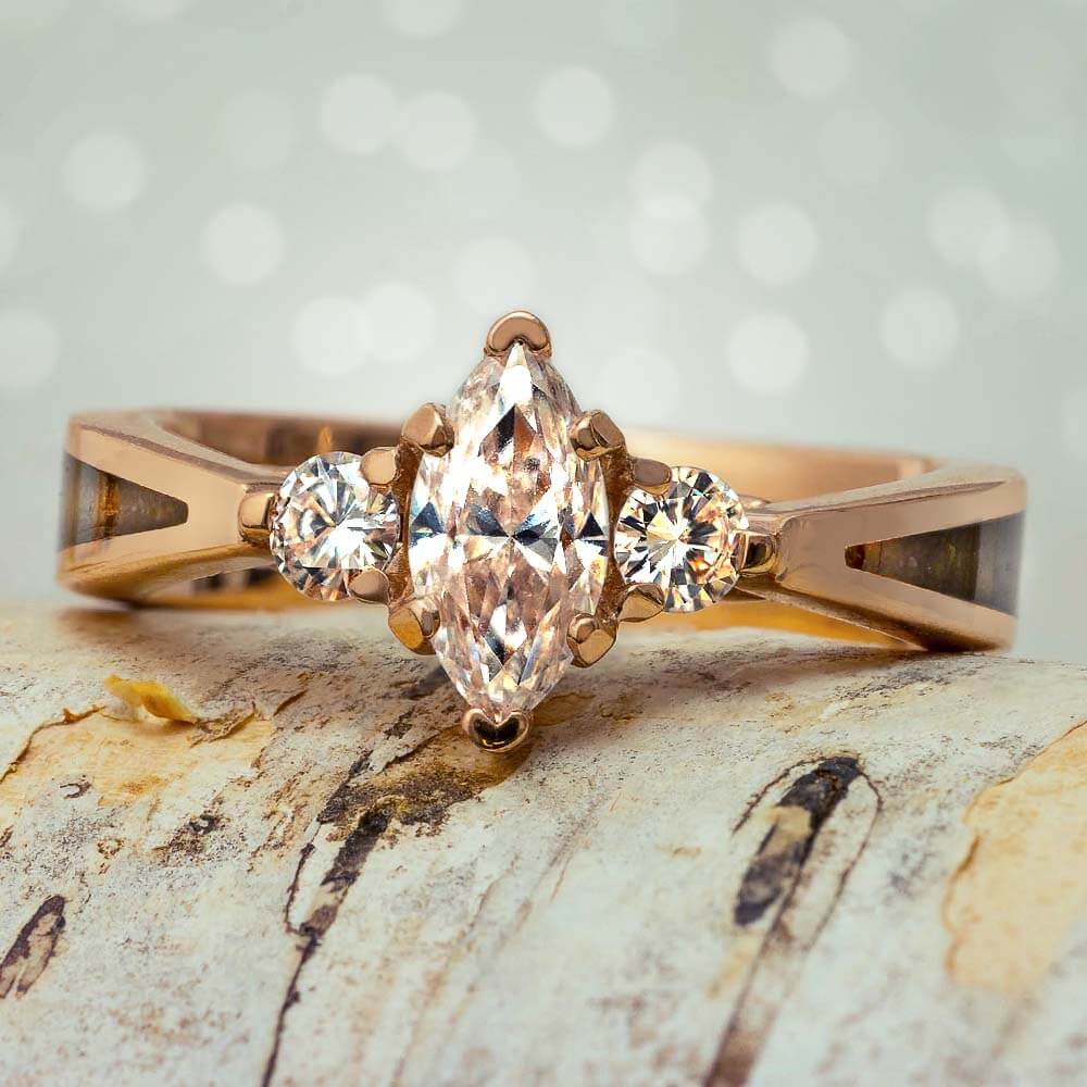 Dinosaur Bone and Rose Gold Engagement Ring