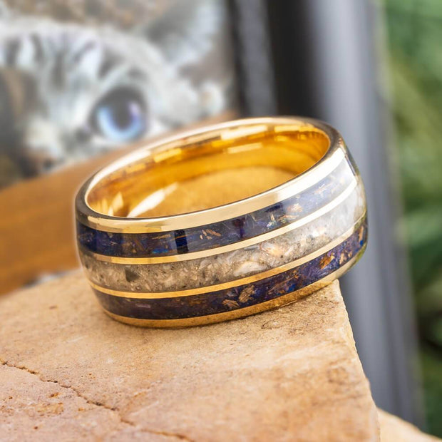 Pet Memorial Ring with Flower Petals