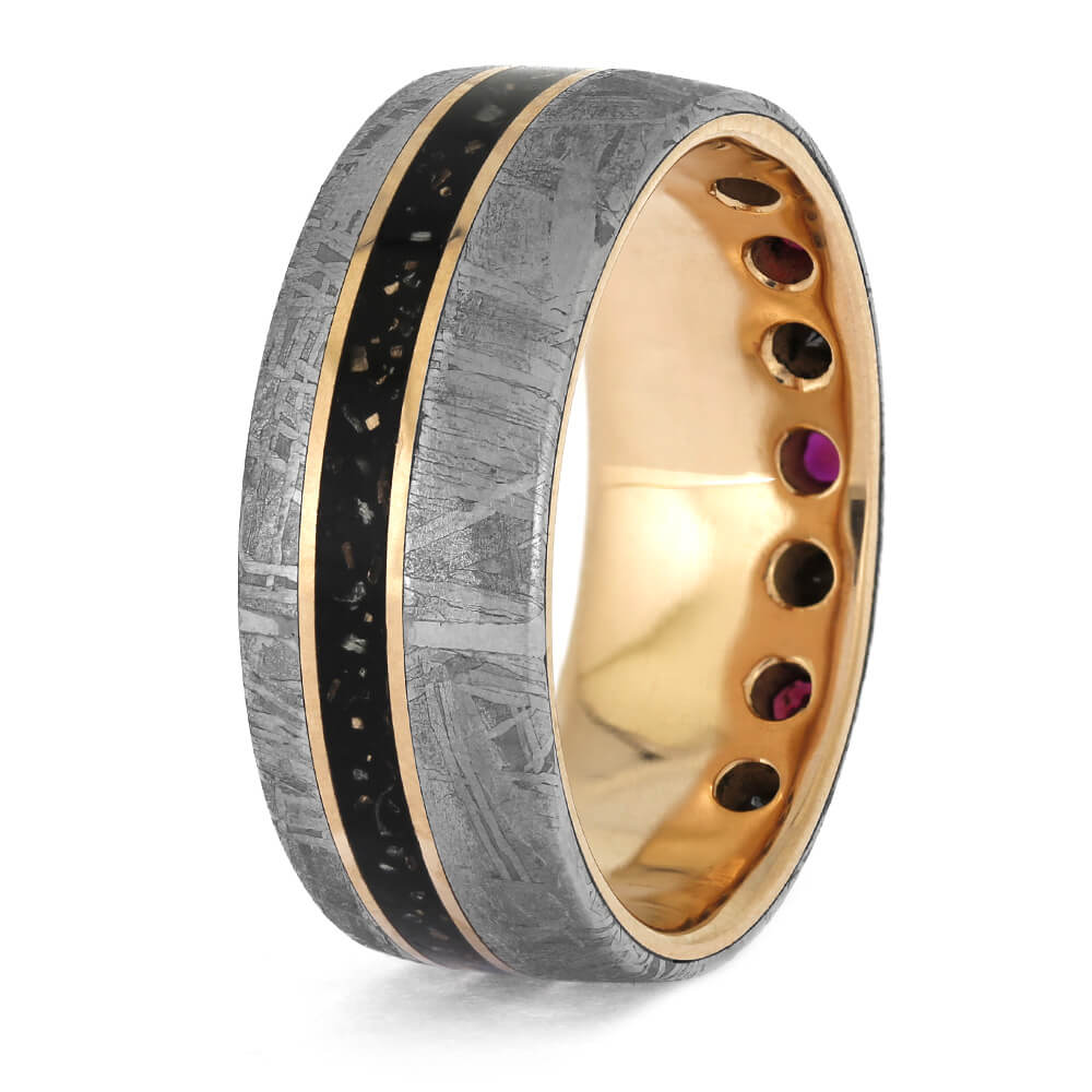 Rose Gold and Meteorite Wedding Band for Men