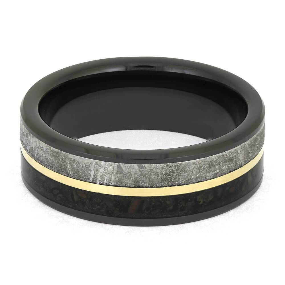 Meteorite and Dino Bone Wedding Band