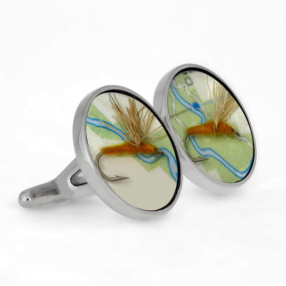 Fishing Map Cuff Links for Men