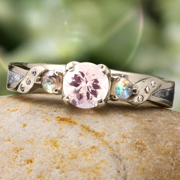 Morganite and Moonstone Engagement Ring