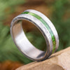 Green Box Elder Wood and Meteorite Wedding Band