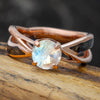 Dino Bone and Moonstone Engagement Ring