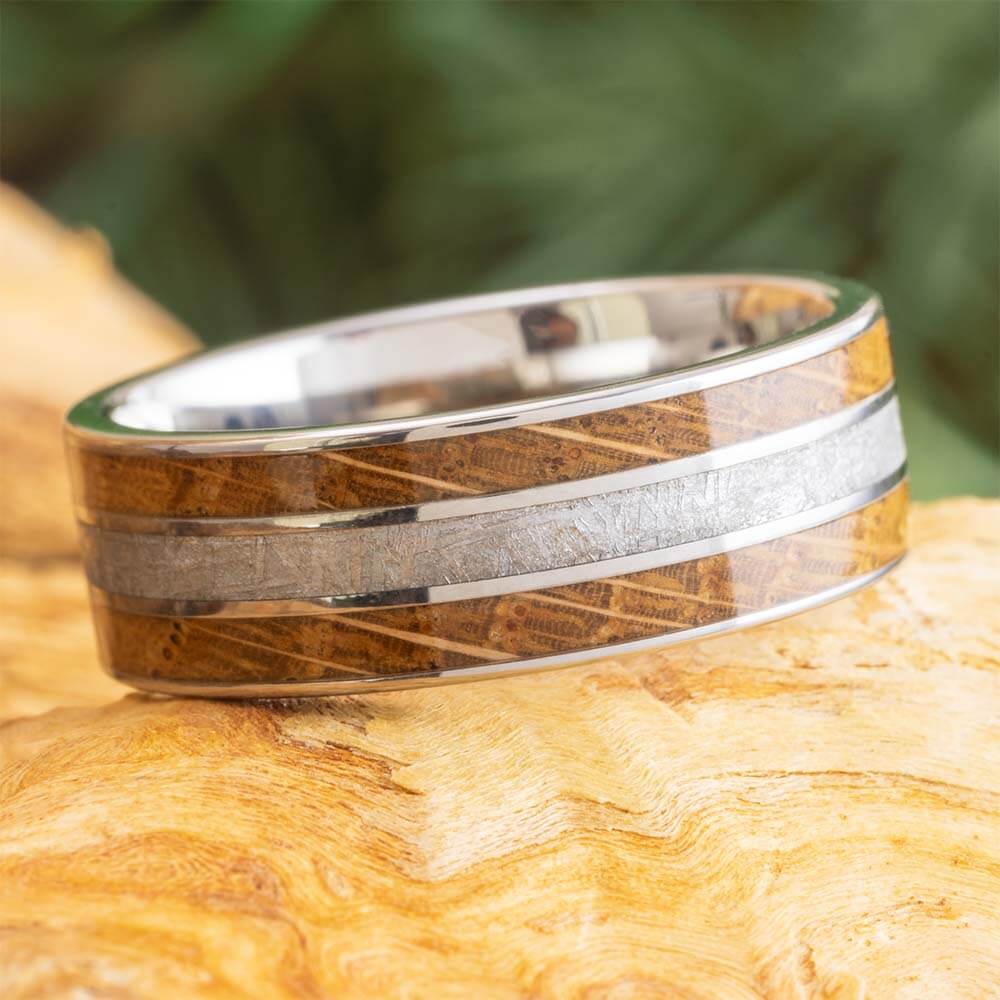Whiskey Barrel and Meteorite Wedding Band