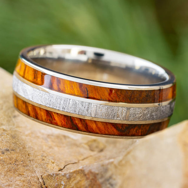 Meteorite and Ironwood Wedding Band for Men
