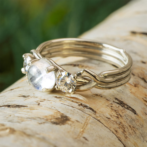 Moonstone Engagement Ring with Nontraditional Design