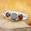 Meteorite and Garnet Ring