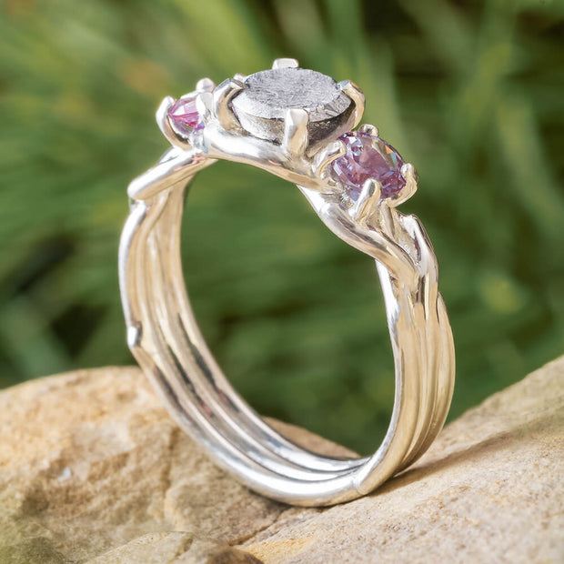 Alexandrite and Meteorite Engagement Ring
