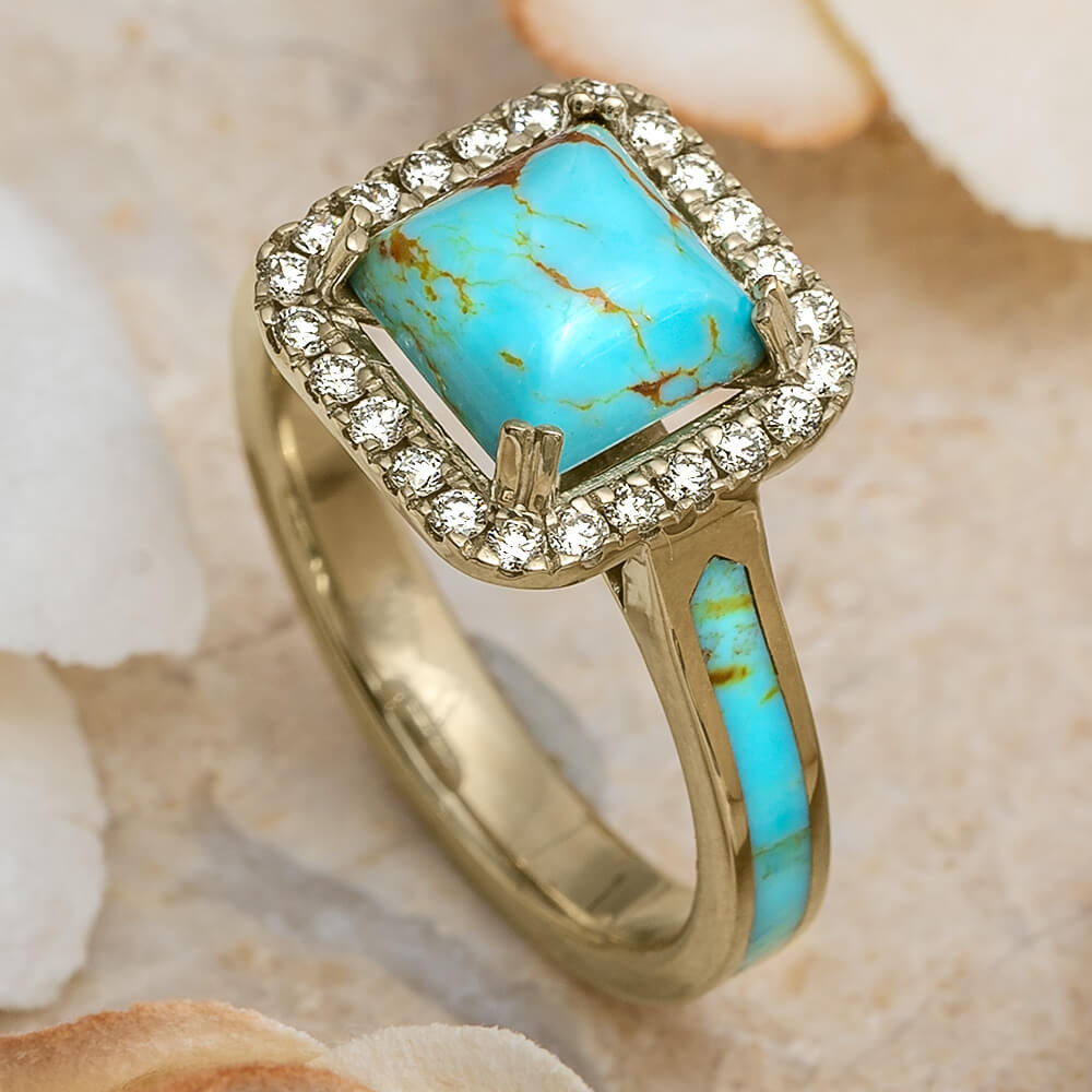Turquoise Halo Engagement Ring