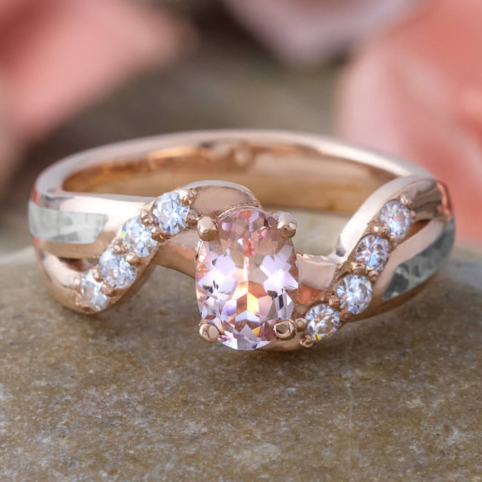 Morganite Meteorite Rose Gold Engagement Ring Jewelry By Johan