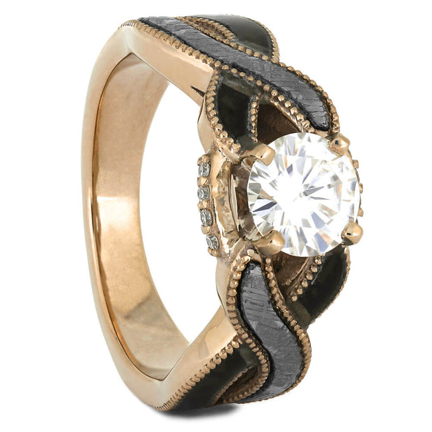 Rose Gold Engagement Ring with Meteorite
