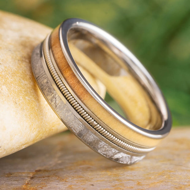 Meteorite and Bass Guitar Wedding Band