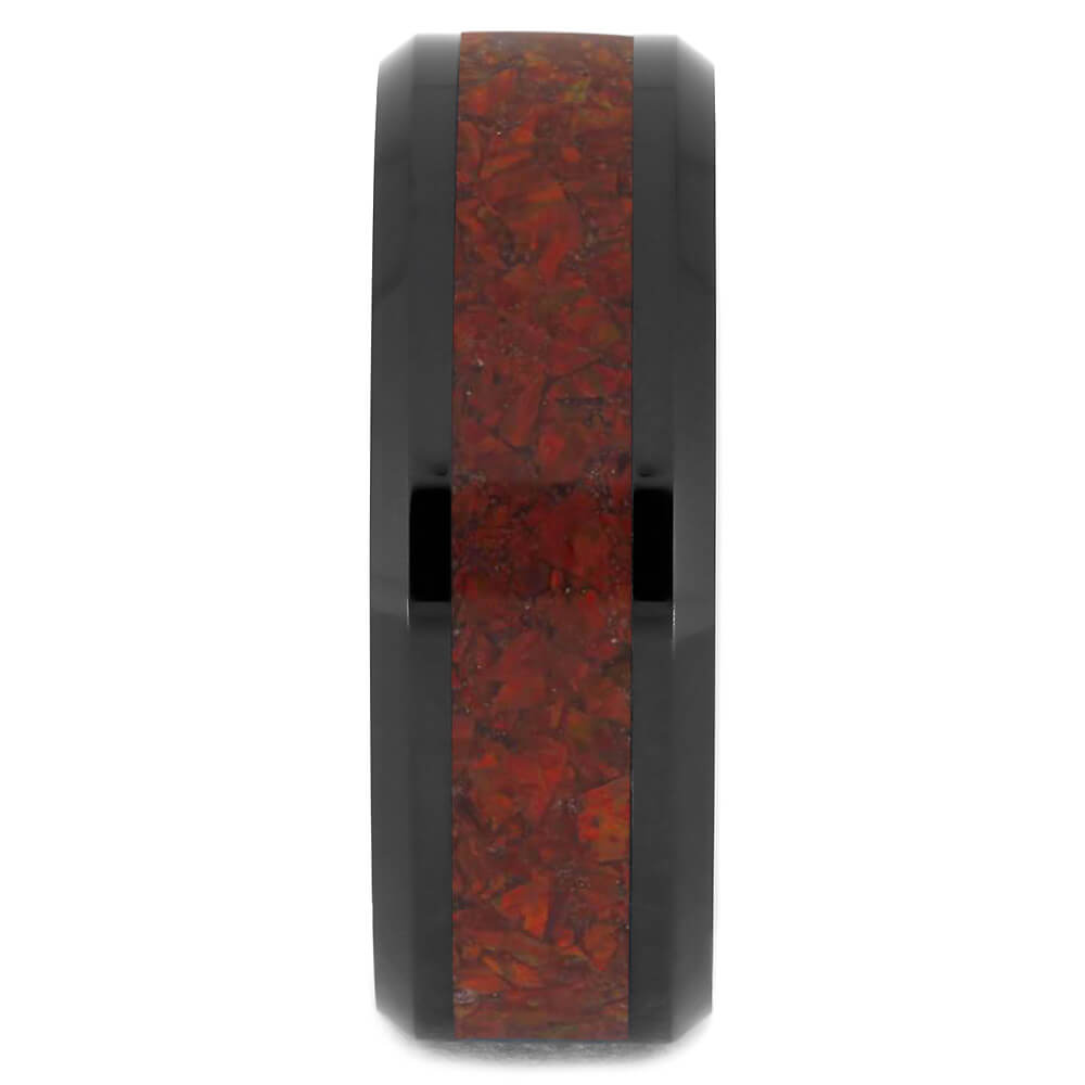 Black and Red Wedding Band for Men