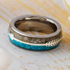 Memorial ring with silver arrow and turquoise inlay