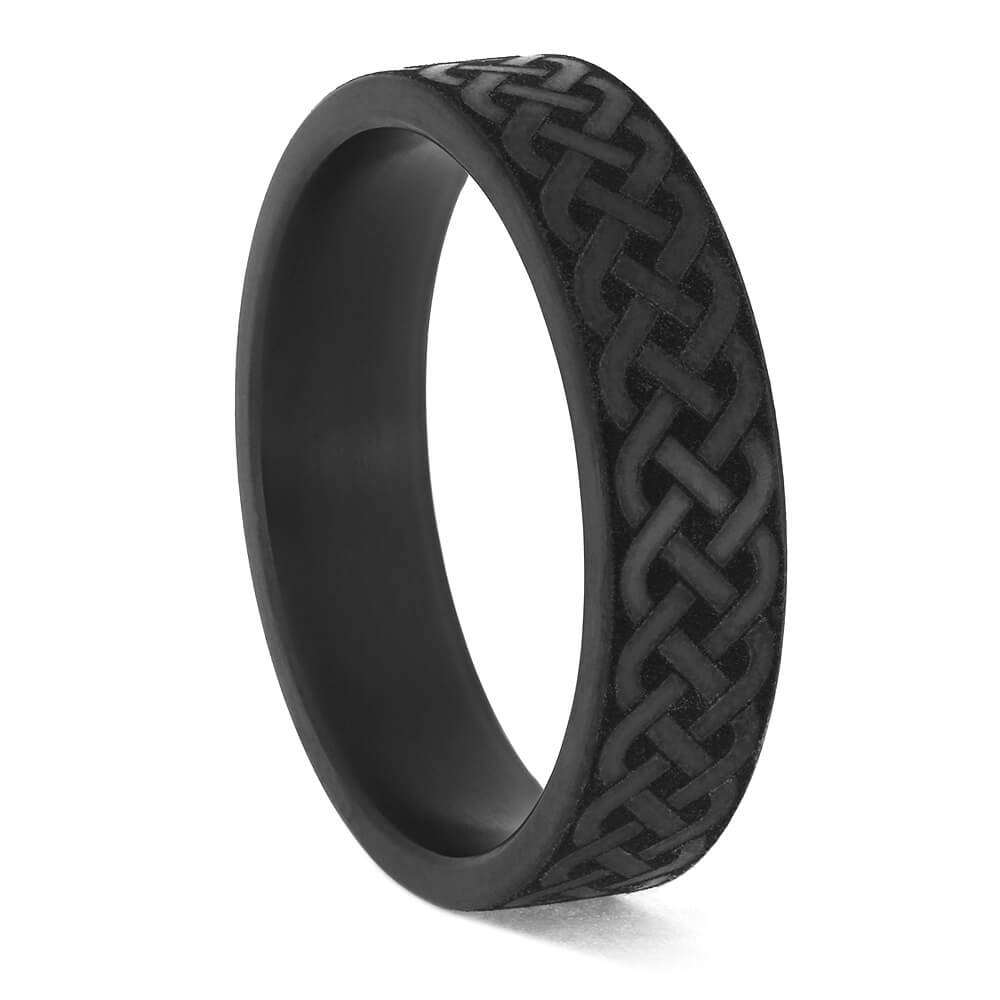 Celtic Knot Wedding Band in Black Ceramic