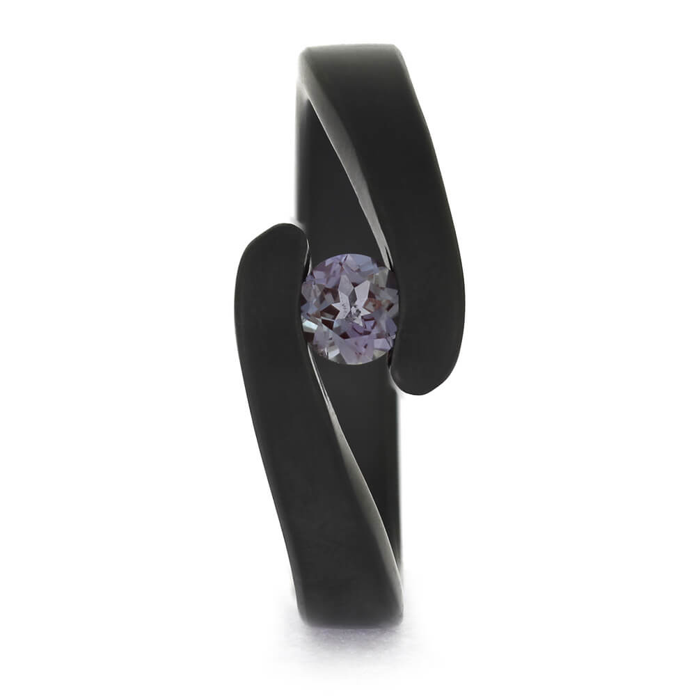 Alexandrite Engagement Ring in Black Zirconium