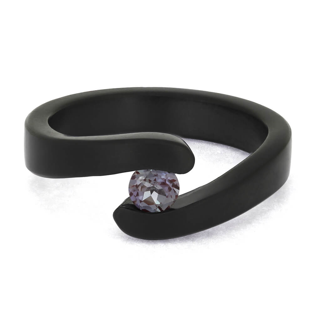 Black Zirconium Engagement Ring