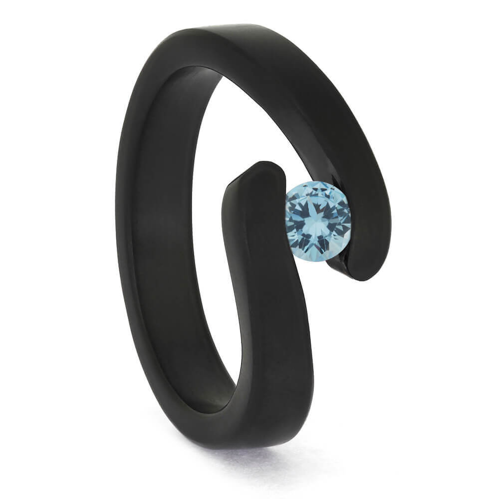 Aquamarine Engagement Ring in Black Zirconium