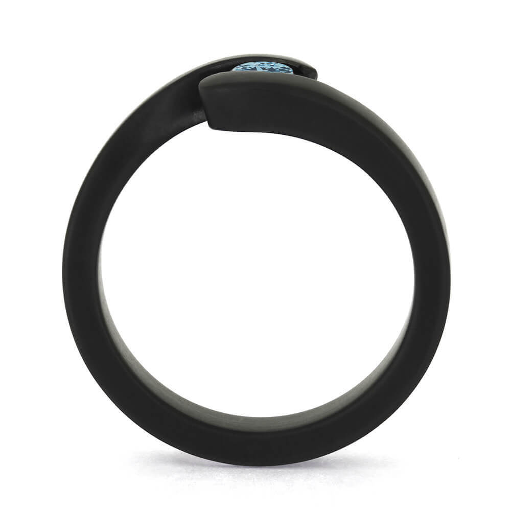 Zirconium Ring with Aquamarine