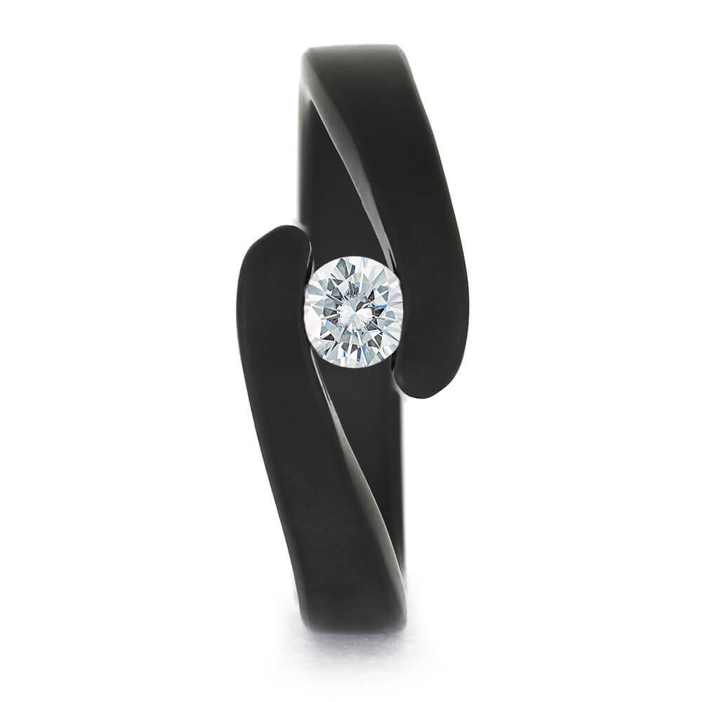 Handmade Polished Black Zirconium Tension Ring with Princess Cut Stone –  ATDesignStudio