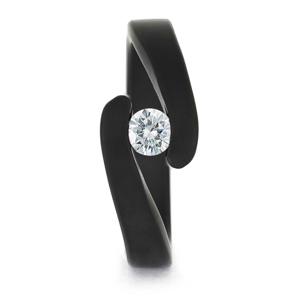 Black Zirconium Engagement Ring with Moissanite