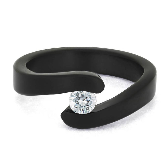 Black Ring with Diamond Alternative