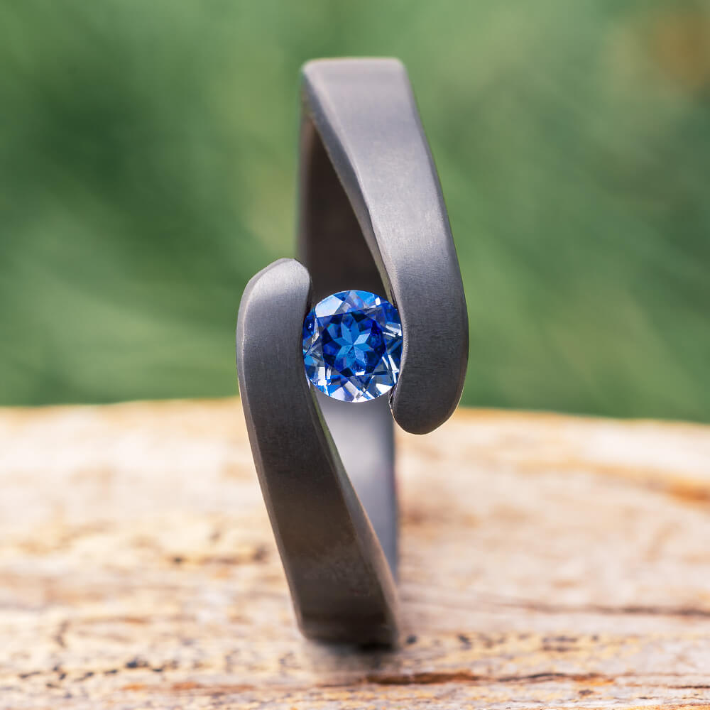 Unique, Blue Sapphire Engagement Ring