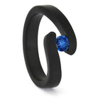 Blue Sapphire Engagement Ring in Black Zirconium
