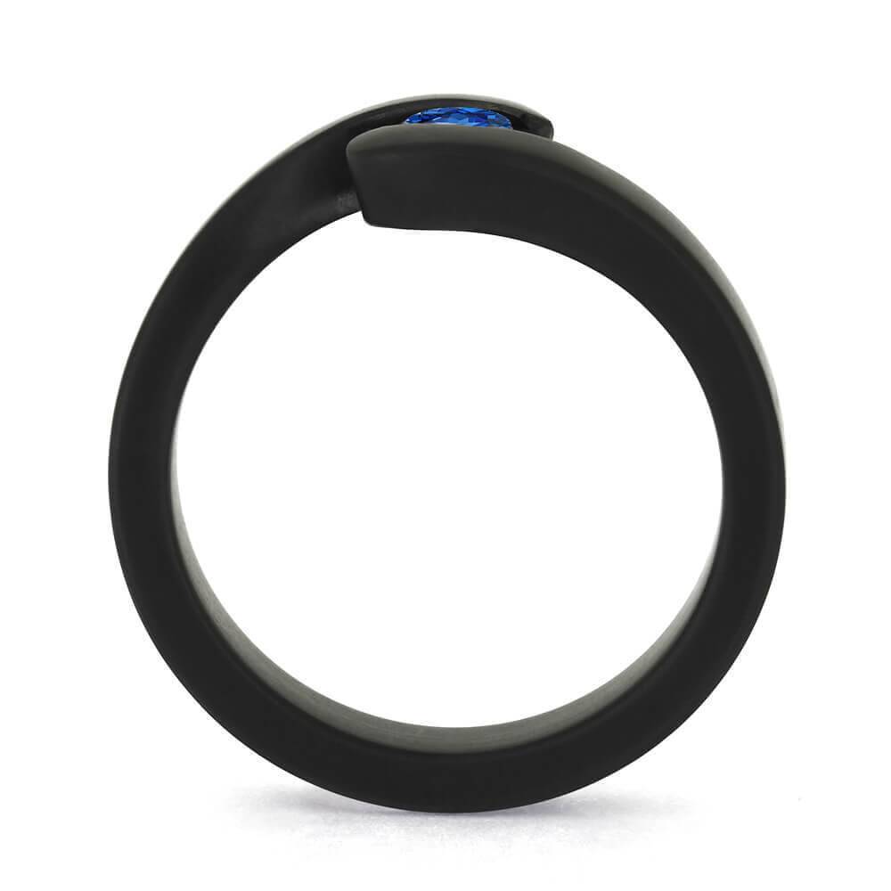 Sapphire Engagement Ring in Black Metal
