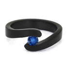 Black Engagement Ring with Sapphire