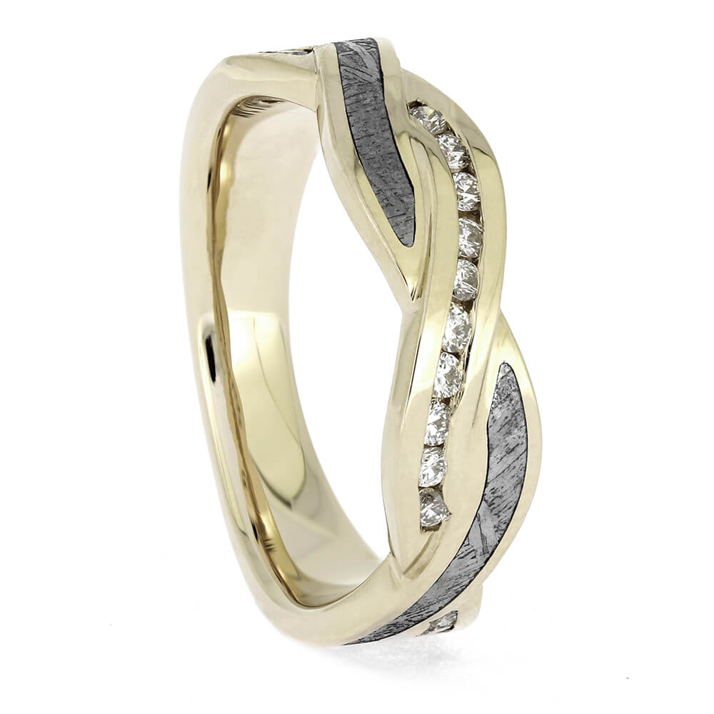 Meteorite Twist Wedding Band in White Gold