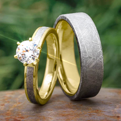 Meteorite Wedding Ring Set Unique and Stylish Jewelry By Johan