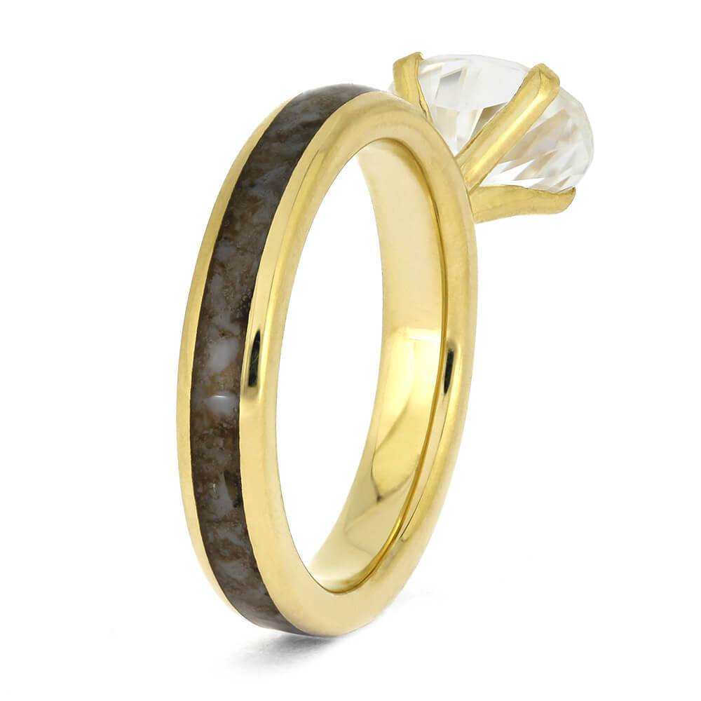 Fossil Ring with Moissanite