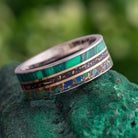 Malachite and Titanium Wedding Band