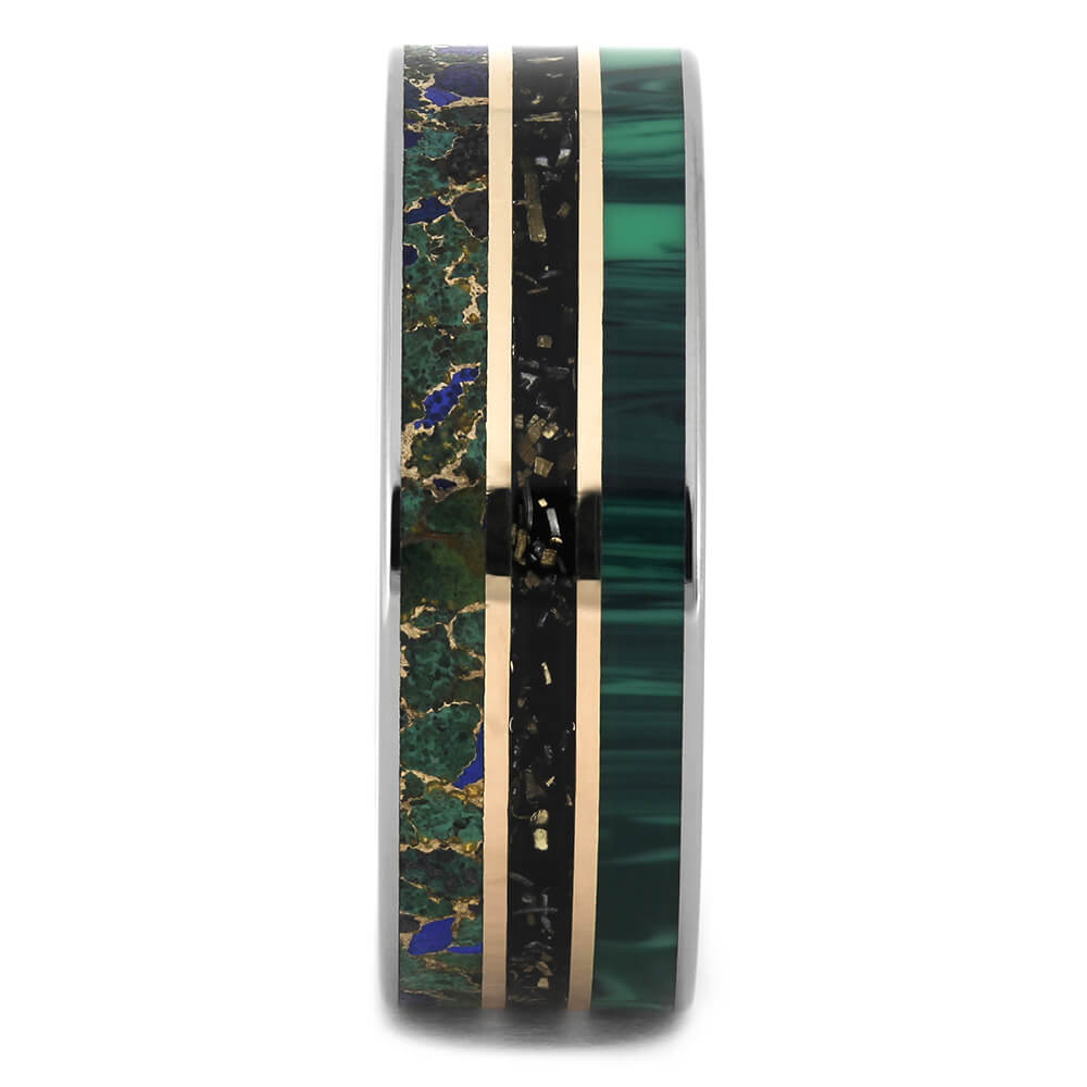 Rose Gold and Malachite Wedding Band