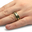 Solid Gold Wedding Band for Men with Jade