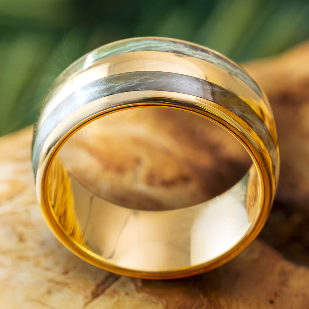 Solid Gold and Jade Wedding Band