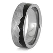 Angled view of meteorite mountain ring with dinosaur bone