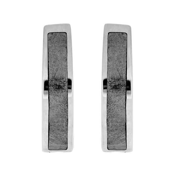 Huggie Earrings with Meteorite Inlays