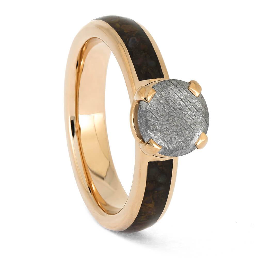 Meteorite Engagement Ring with Dinosaur Bone