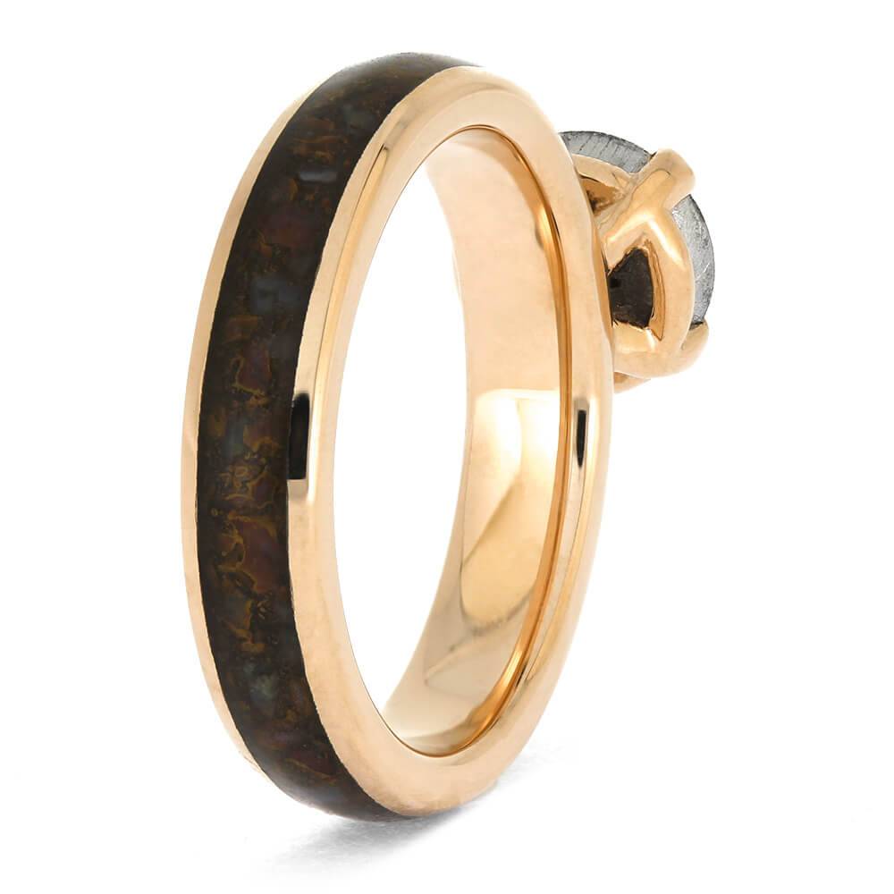 Meteorite Ring with Dinosaur Bone