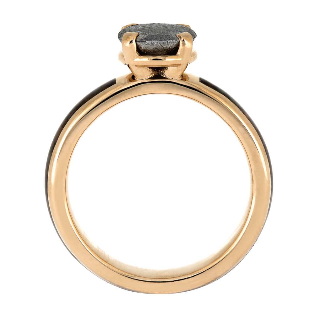 Rose Gold Solitaire with Meteorite