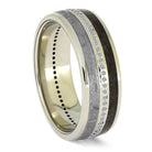 Dino Bone Wedding Band with Meteorite