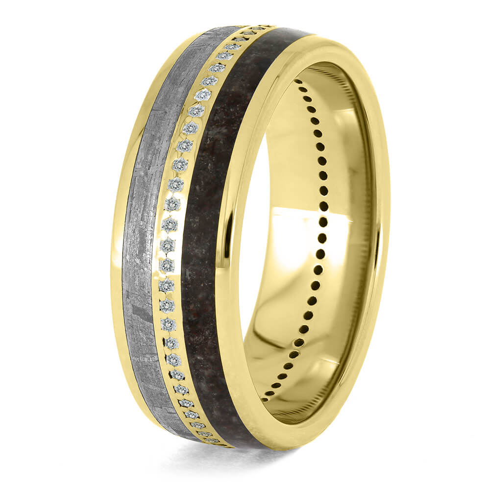 Gibeon Meteorite and Fossil Wedding Band