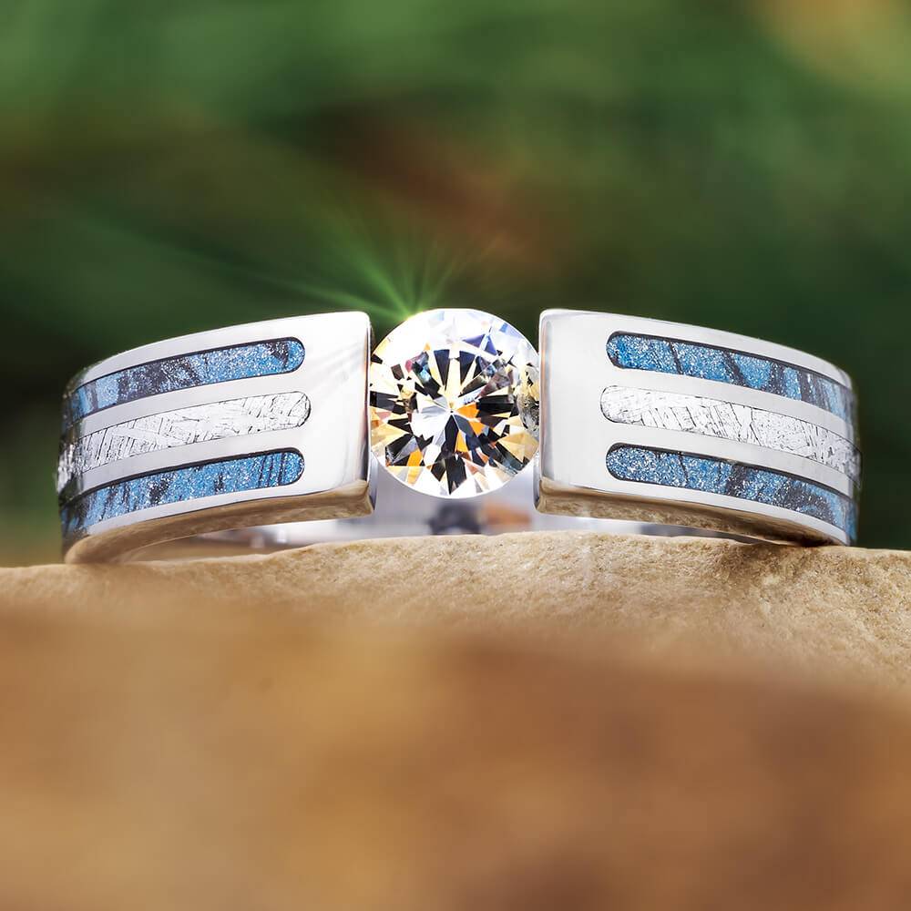 Meteorite and Mokume Engagement Ring