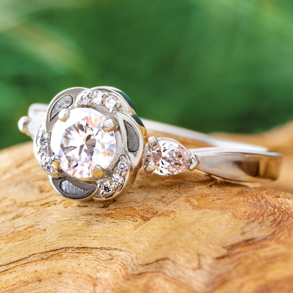 Platinum Engagement Ring with Meteorite