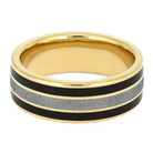 Solid Gold Wedding Band with Meteorite