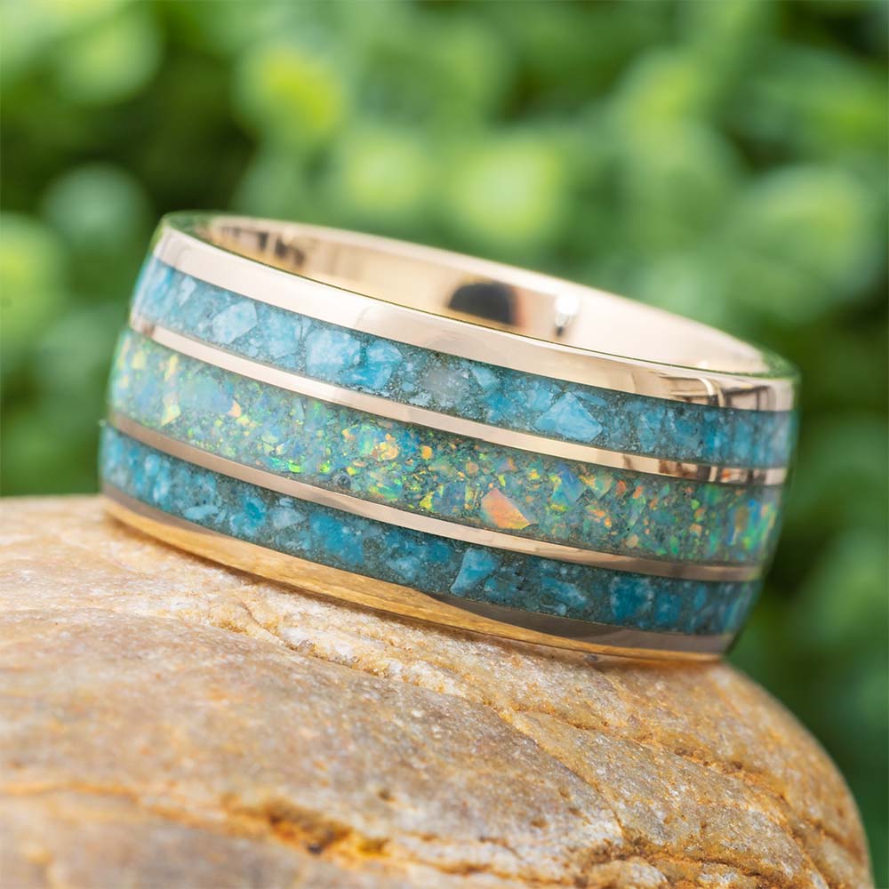 Gold and Turquoise Wedding Band